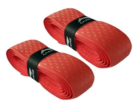 Li-Ning GP-18 Badminton Racquet Replacement Cushion Grip (Red) Pack of 2