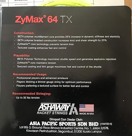 ASHAWAY STRING ZYMAX 64 TX