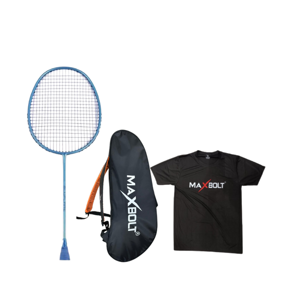 MAXBOLT RACQUET COMBO BLUE FLARE (KIT BAG + T SHIRT)